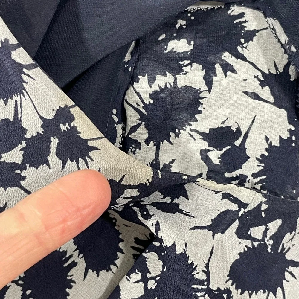 Tory Burch Marian Silk Blend Floral Flutter Sleeve Dress Saphire Blue Thistle 2